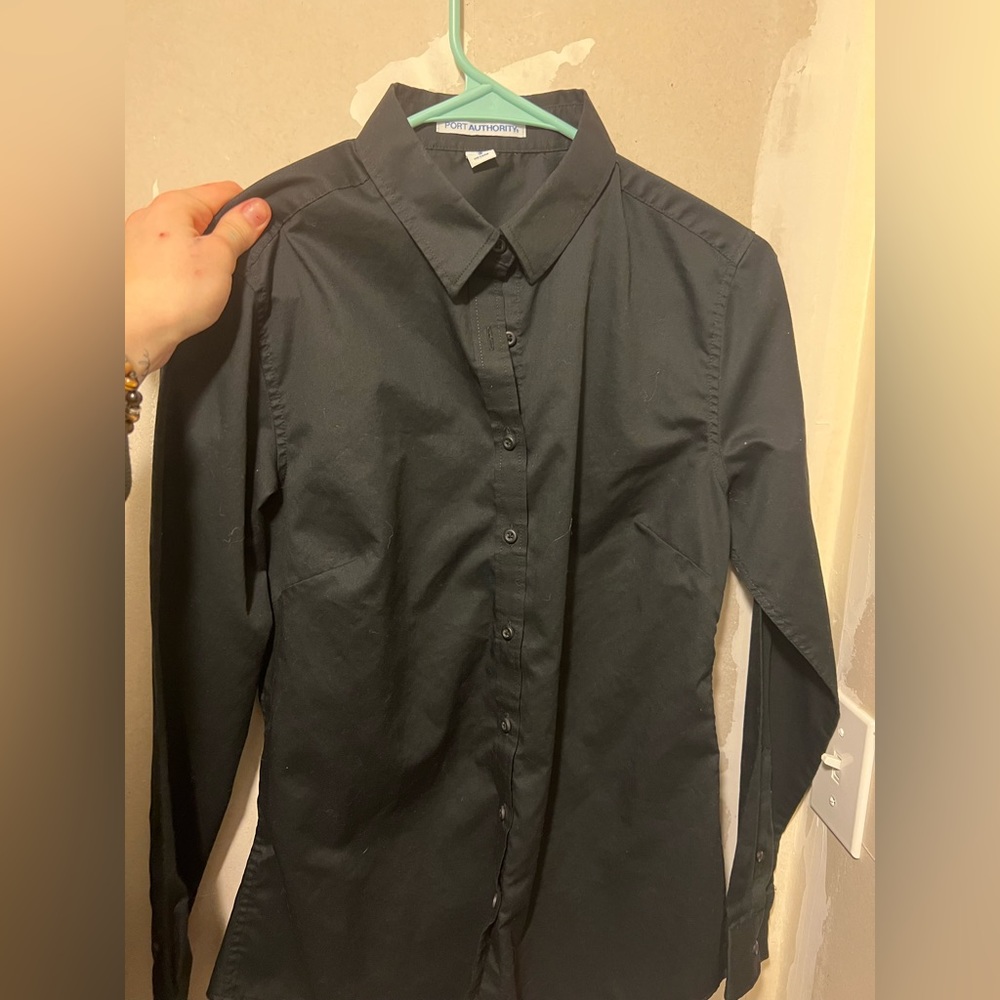 Black Button-Down Work Shirt